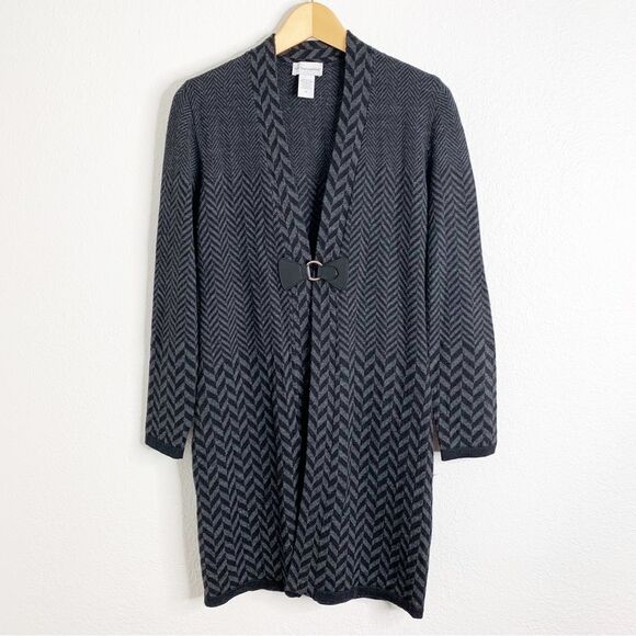 Soft Surroundings Gray & Black Houndstooth Cardigan Medium - Picture 1 of 4